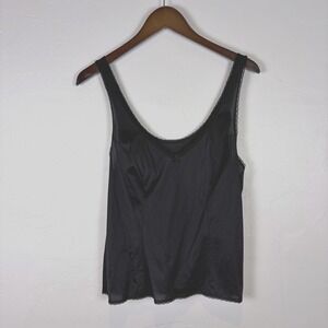 Vintage Vanity Fair Woman's Camisole Lingerie Size 38/44 Black 100% Nylon